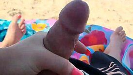 getting him off on public beach now!