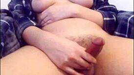 hey, wanna see this tranny stroke to a wild orgasm up close?