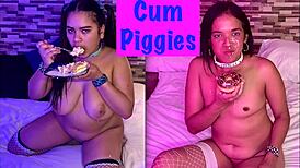 Cum piggies suck dick and get fed in this latina deepthroat fetish