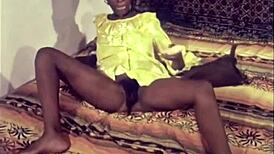 vintage interracial threesome features black and white pussies