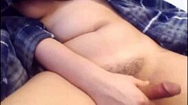 hey, wanna see this tranny stroke to a wild orgasm up close?