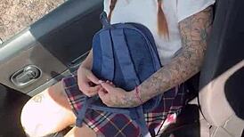 Latina In Miniskirt Bent Over For Creampie In Public Taxi!