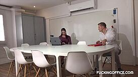 The Maintenance Man Cools Down The Horny Secretary With Blowjob And Fucking!