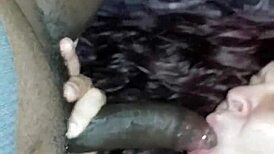 BBW Babe Deep Throats Wet Big Black Cock with Intense Suction