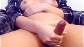 hey, wanna see this tranny stroke to a wild orgasm up close?