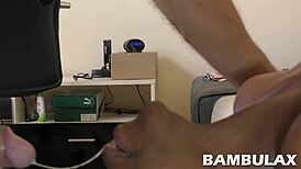 ebony slut gets throated and throatpied by big white cock