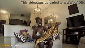 Tall black amateur babe slams big cock hard