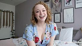 sarah plays with big tits in front of mirror!