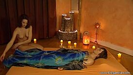 Beautiful Asian Indian Couple in Sensual Oiled Massage Interracial Passion