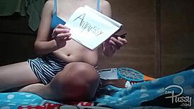 Naked Asian Girl Writes On Body For Solo Show