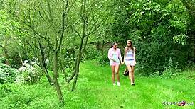Two Tiny Czech Girls Explore Lesbian Fun Outdoors