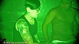 Amateur cuckold films group session in dark room with night vision camera