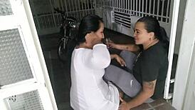 Stepsister convinces me on outdoor stairs for homemade fun