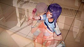 moaning aki nijou and her big bouncing tits in 3d hentai