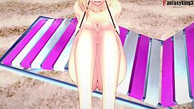 i found marin kitagawa on the beach, and she gave me an amazing blowjob in her bikini.