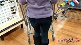 ImMeganLive bench presses her big heavy boobs in public, being the good example of a bald blonde