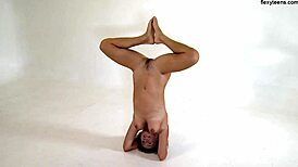 yo, aliska zhiros fat blonde doing wild gymnastics on sofa 😂