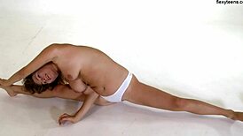 yo, aliska zhiros fat blonde doing wild gymnastics on sofa 😂