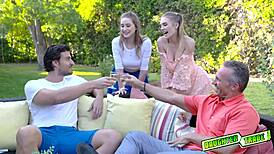 Natalie Knight and Laney Grey Swapped by Stepdads for Hardcore Group Fucking