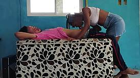 his partner deepthroats big cock to energize him