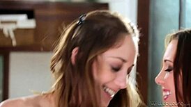Remy Lacroix and Jenna Sativa finger and lick pussies.