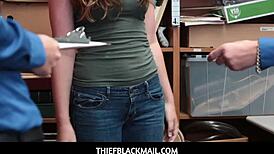 Cute teen shoplifter lexi lovell fucked by security officers!