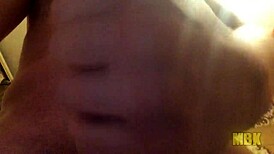 alone at home, young guy masturbates his monster cock.