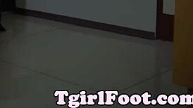 Feet Fetish Ladyboy Curling Her Red Toes in Solo Softcore Action