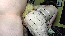 He fucks my ass after I insert the foxtail plug in doggystyle