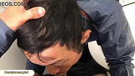 Imagine the hidden thrill of a blowjob in a construction site toilet, where danger meets desire