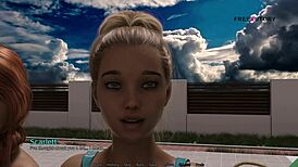 Watch Mark Dive into Pool Games with His Stepsister and Friends in Dorm Hentai Action!