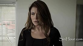 Hesitant babysitter enjoys the thrilling cinema experience with spooning