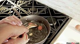 Stepmom Gives Blowjob To Stepson While He Cooks In Taboo Kitchen Hardcore