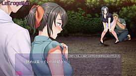 Hiroto overhears the wife's passionate moans through the wall, leading to an intense creampie in public anime style