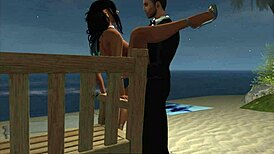 sneaking into the beach house for a quick sex session during the party