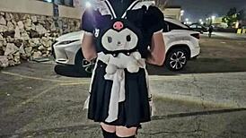 Behind-the-scenes photo shoot with anal flashing and buttplug costumes