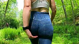 Big ass pawg wife walks outdoors in public exhibitionist homemade scene