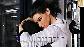 Fuck that hot brunette hard in the gym!