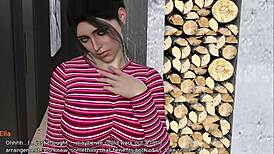 Surprise handjob after shower with perfect curvy body in 3D