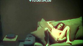 Sexy babe secretly fingering her tight pussy on the sofa