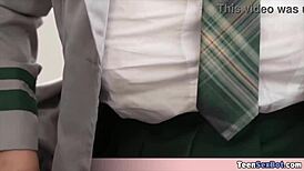 Cute Chubby Brunette In A Sexy Uniform Doing Everything She Can Because Business Is Business