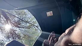 Public blonde teen rides big cock creampie on outdoor trail