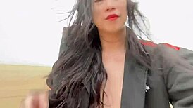 I unwind with sexy shemale masturbation, stroking my big cock slowly.