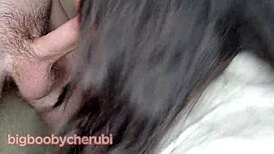 Asian Teen's Bikini Struggles with Huge Tits While Sucking Cock