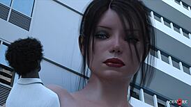 Giantess explores city in free animation version