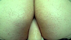 Lesbian Gets Anal Fucked by Curvy Milf. Big Butt Jumps on Mature Girlfriend with Strap-On