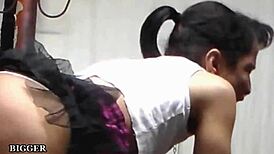 Camille gets wild licking pussy on a slick pool table.