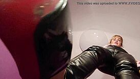 femdom forces loser to eat sperm in liquid lunch fetish scene