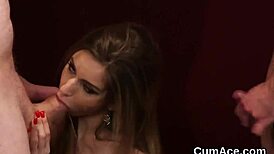Wacky beauty feels the thrill of sperm on her face while swallowing the load.