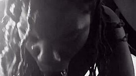 straight guy gets pov blowjob and deepthroat from ebony with big black cock